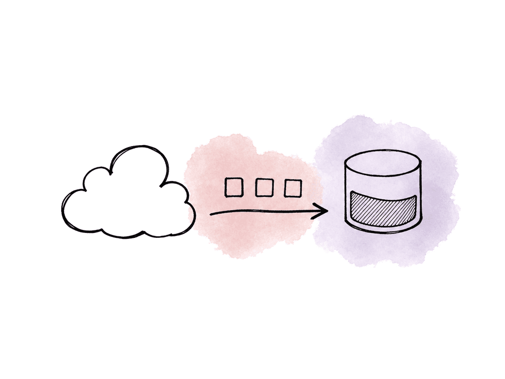 Media chunks flow from a cloud into a partially filled local cache disk.