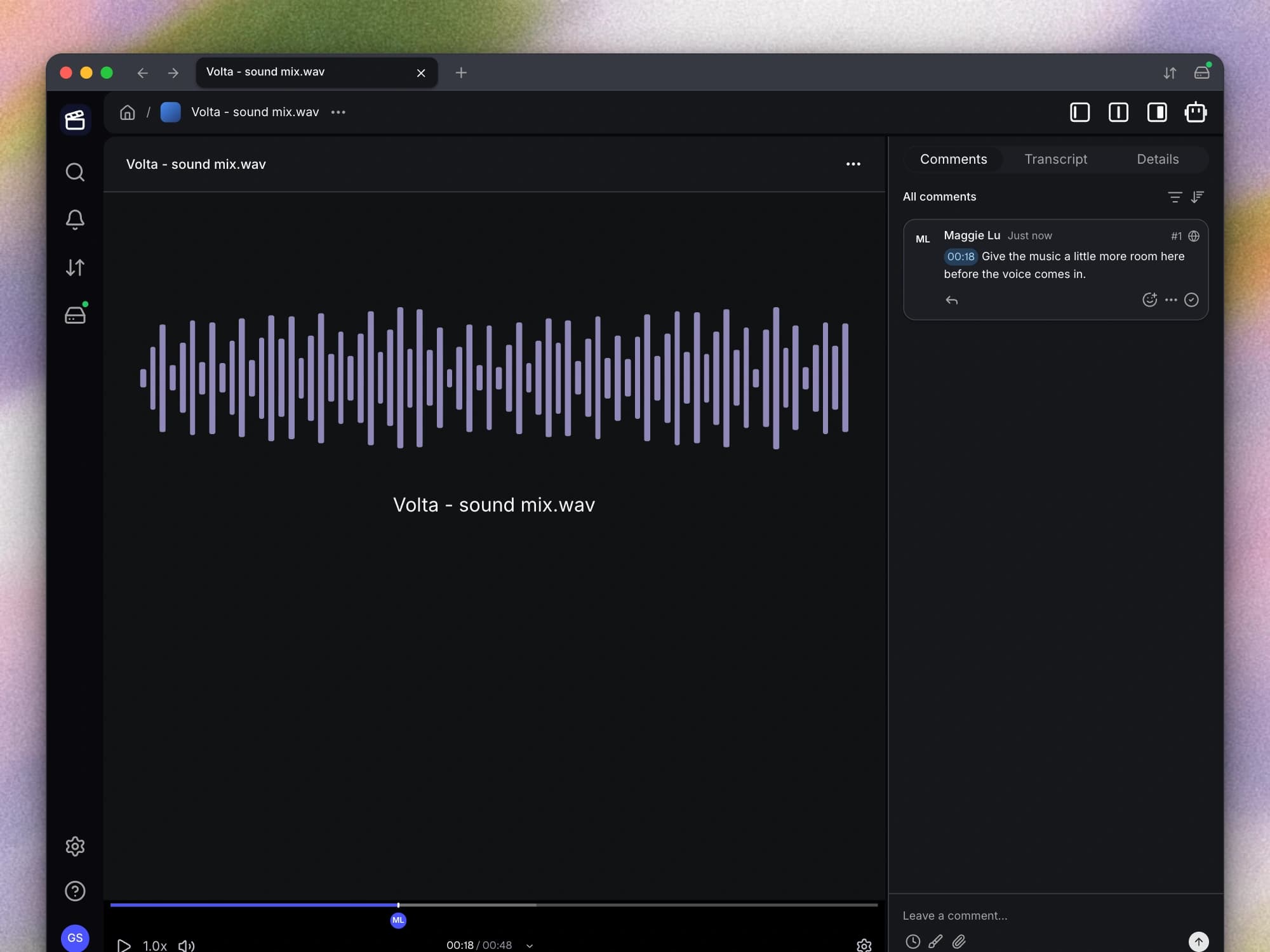 Attach audio feedback to a playback time so the next edit starts in the right place.
