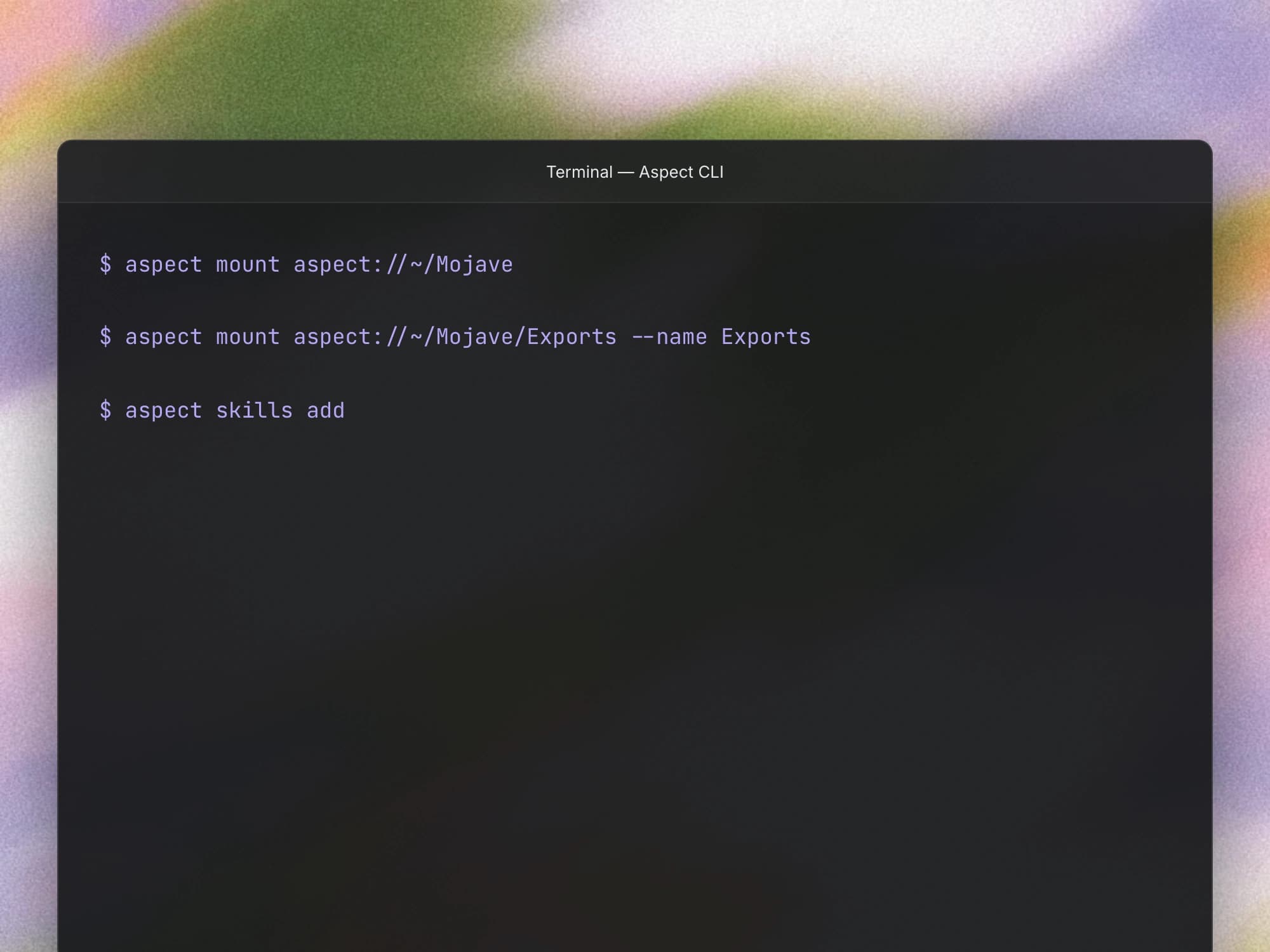 Mount a project or subfolder with the CLI and add its skill to your AI tools.
