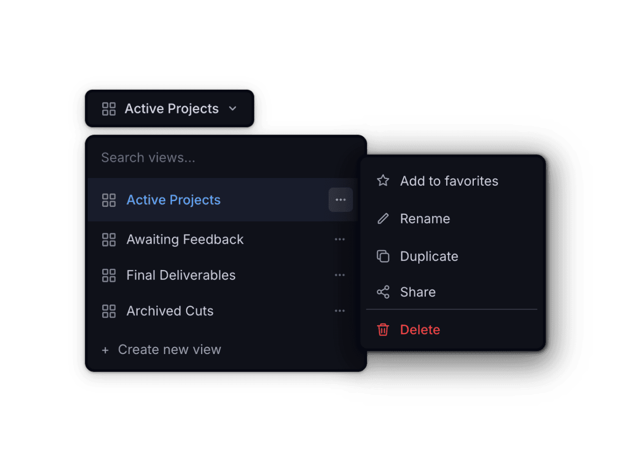 Saved shareable view with filtered and sorted asset columns