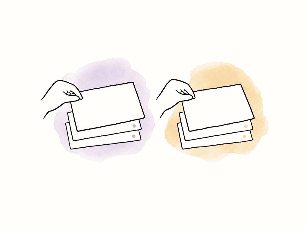 Two separate stacks of video revisions with the top cut emphasized for review.