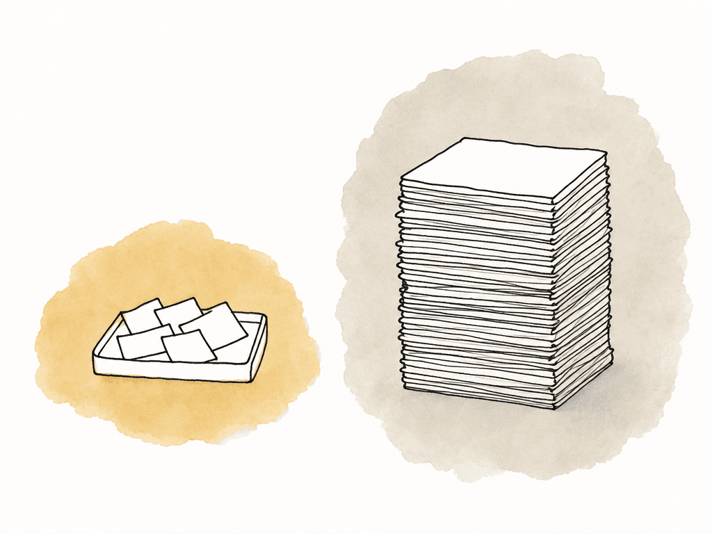 A small cache tray holds a few active clips beside a much larger stack of project media.