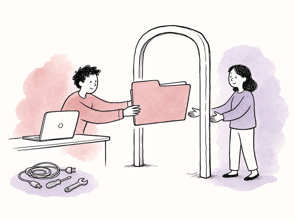 A person sends a large folder through a simple open portal to another person.