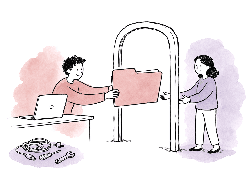 A person sends a large folder through a simple open portal to another person.