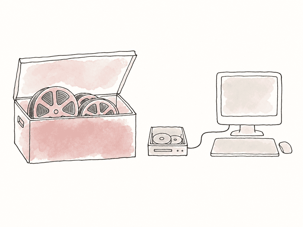 A large media archive separated from a smaller mounted editing drive.