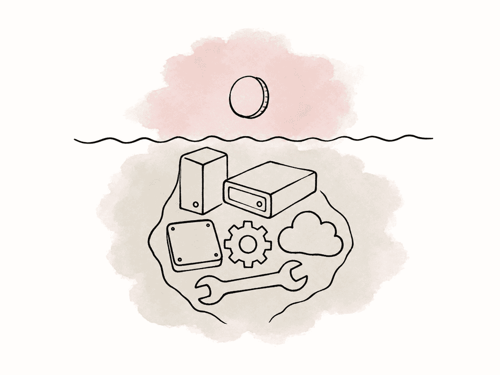 Small visible price above larger hidden storage and processing costs.