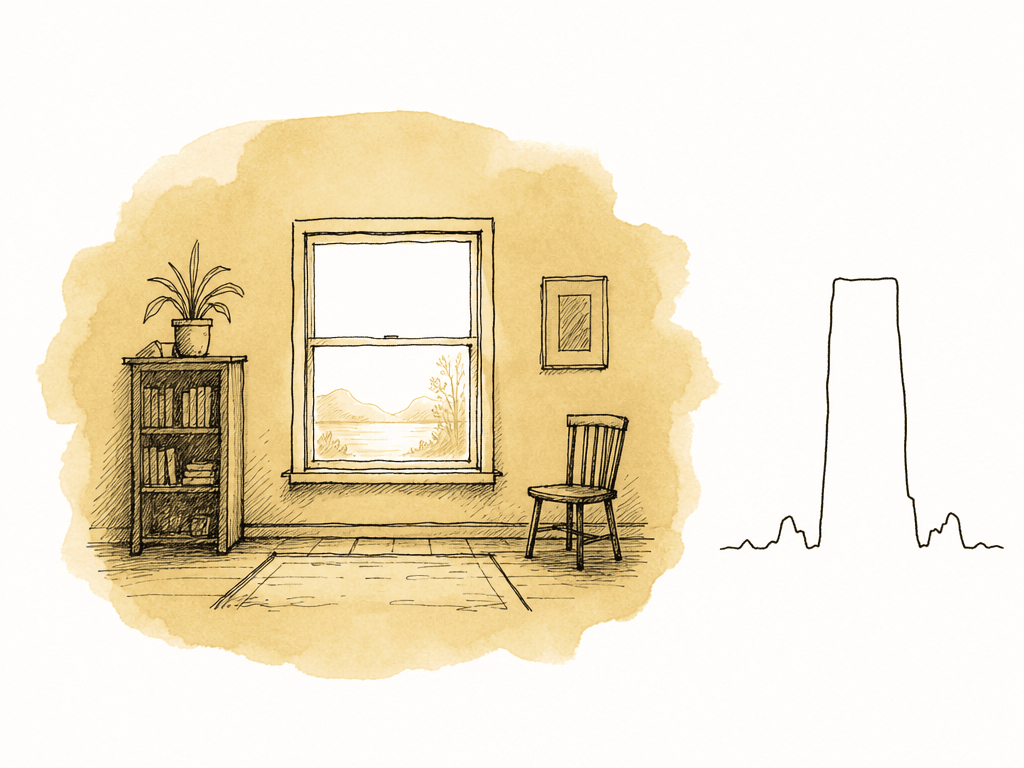 A simple sketch of a dark interior with a bright window suggests a high contrast shot that needs extra dynamic range.
