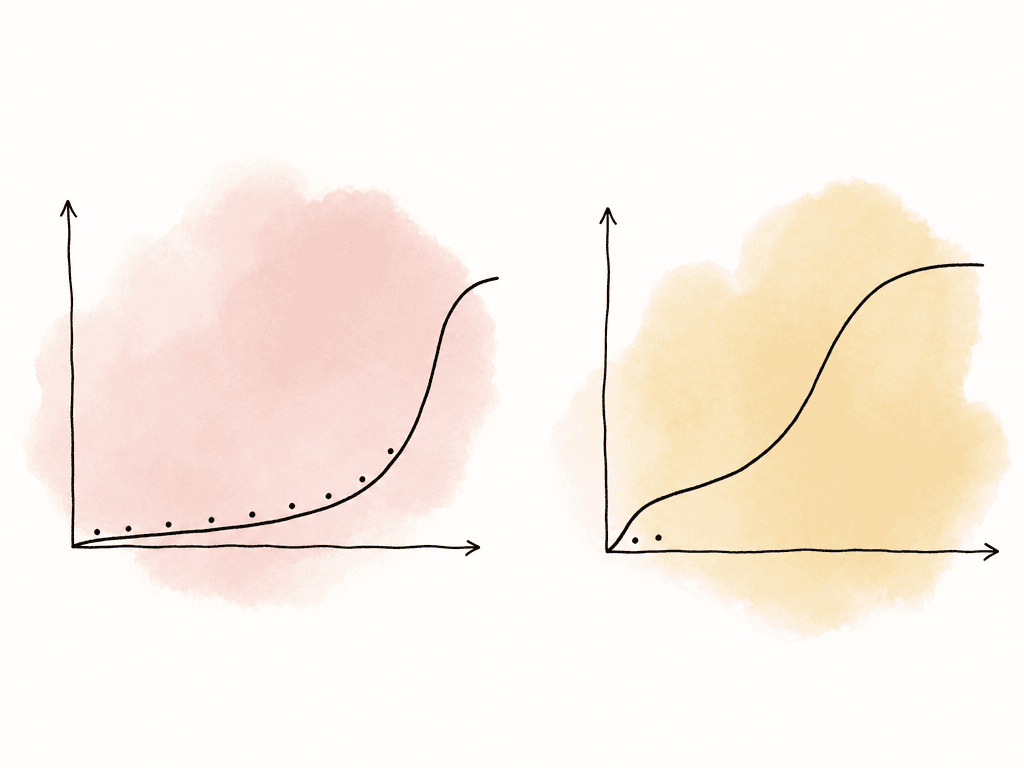 Two unlabeled tone curves show one curve with wider shadow spacing and another with tighter compressed shadows.