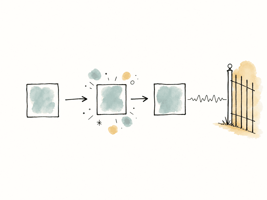 A simple finishing pipeline ends at a final guardrail that stops stray waveform spikes.