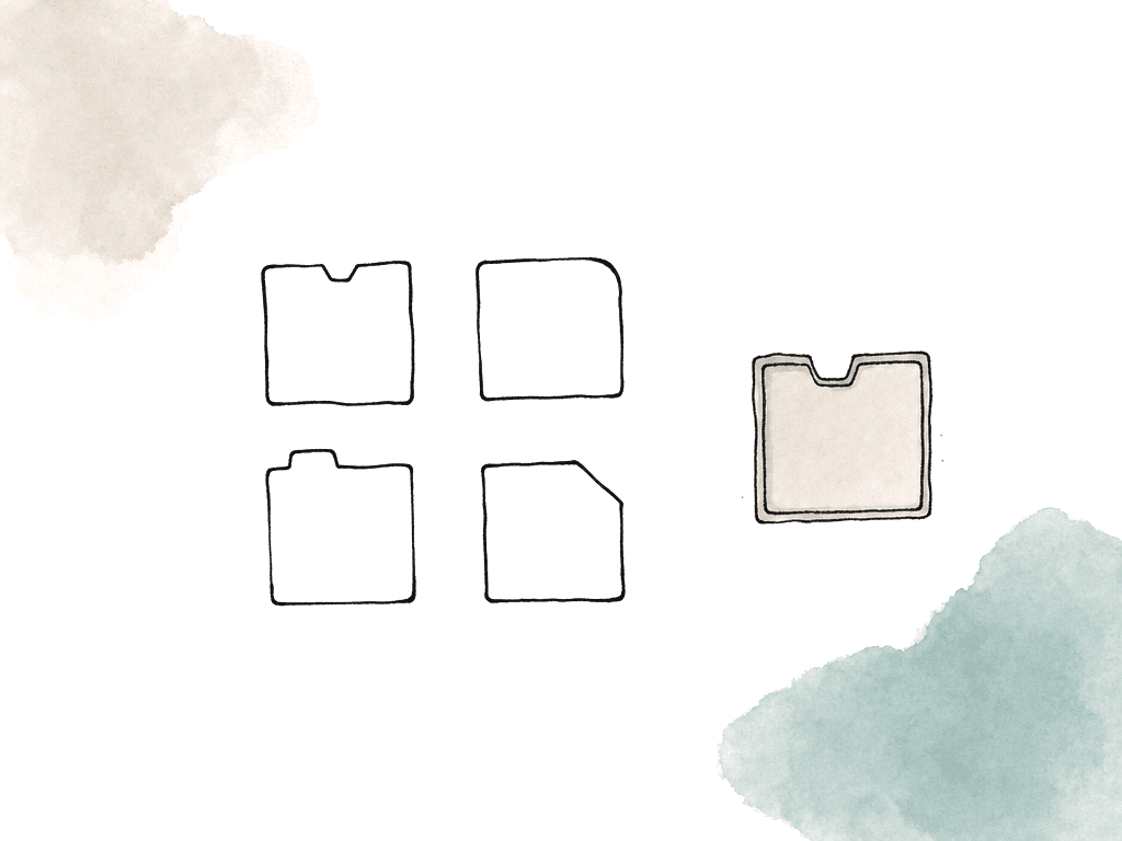 Four differently shaped subtitle file icons, with only one matching the receiving slot.