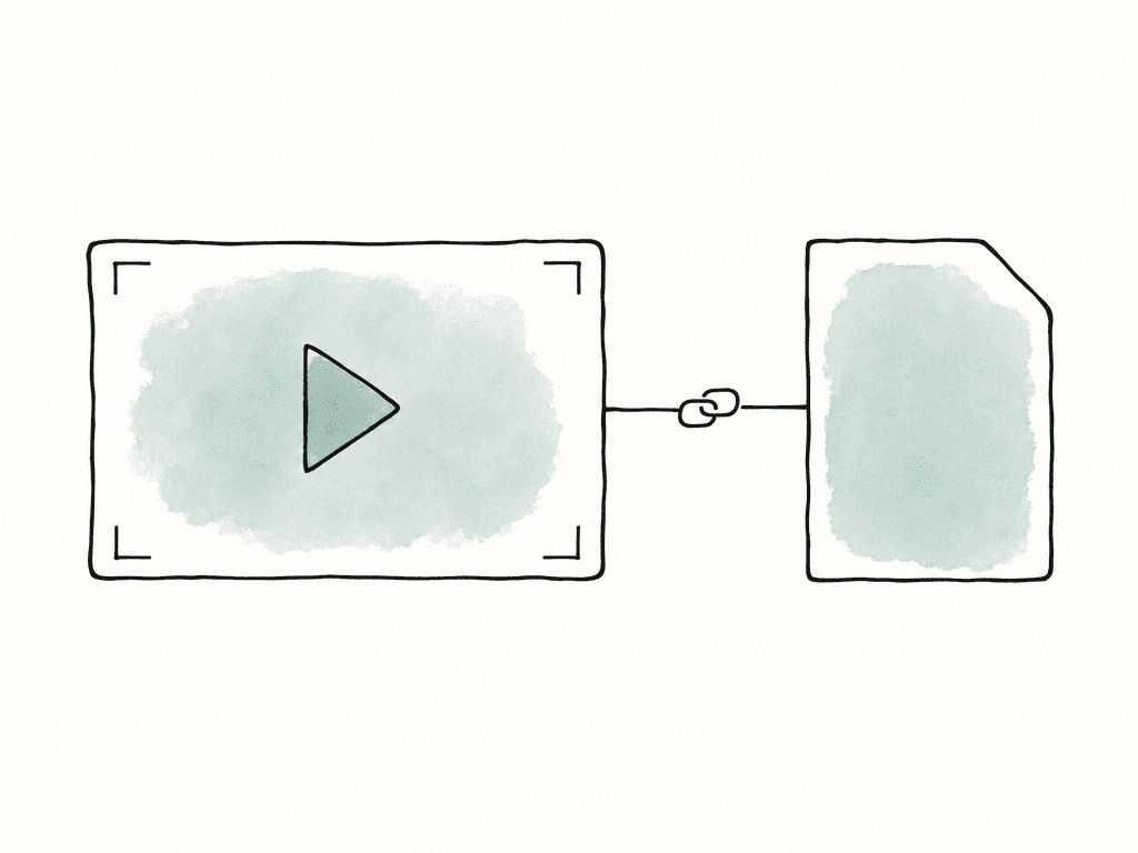 A video master icon linked to a separate sidecar file icon.