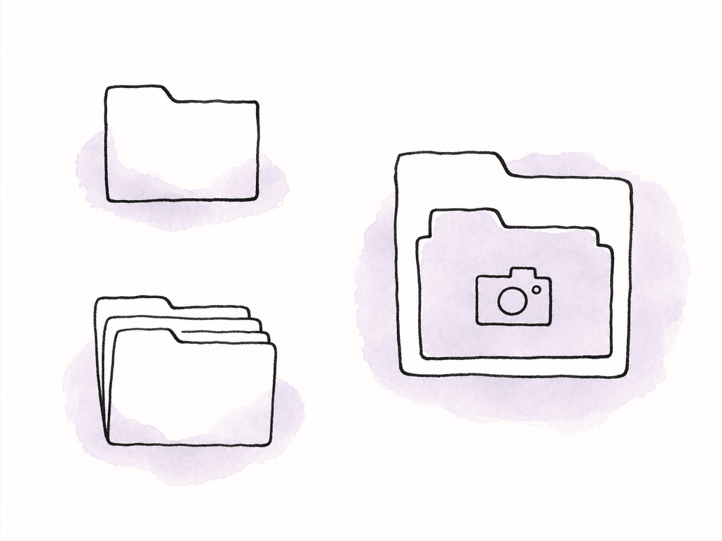 Doodle comparing an orphaned pickup folder with a pickup shoot folder connected inside an episode folder structure.