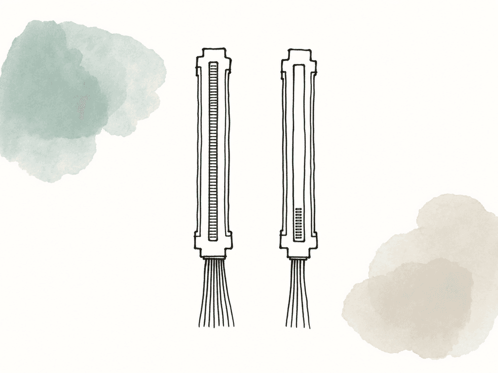 Doodle comparing two full length expansion slots, one fully wired and one with only a short connected section.