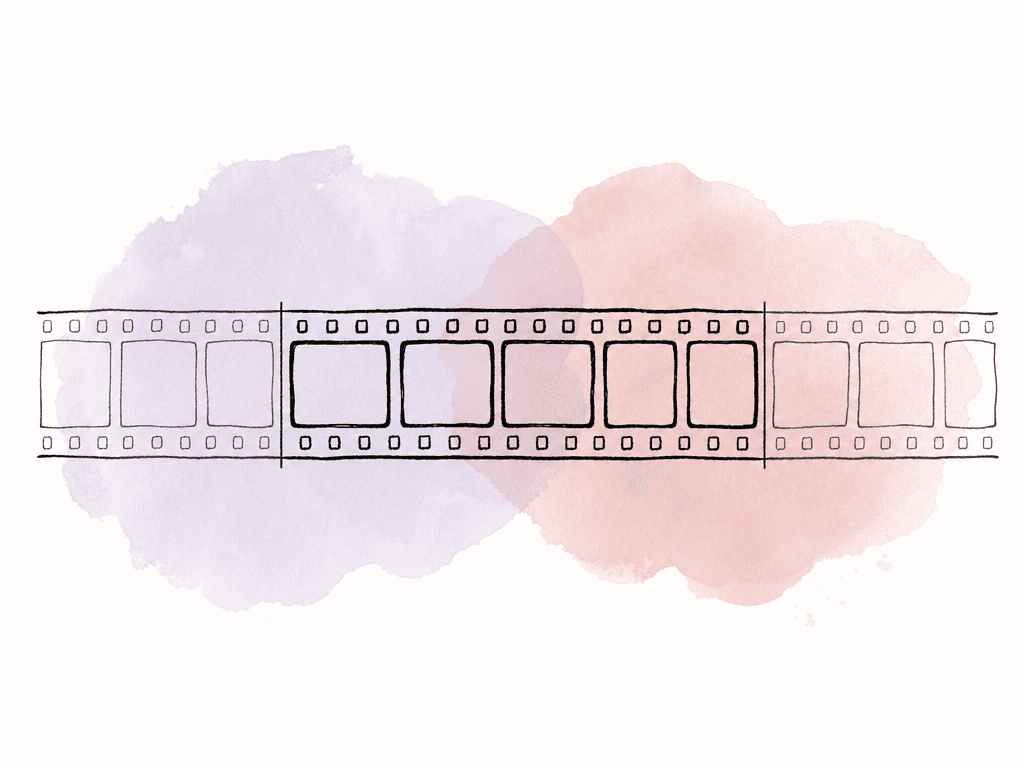 A filmstrip shows a central run of cut frames with additional handle frames extending on both sides.