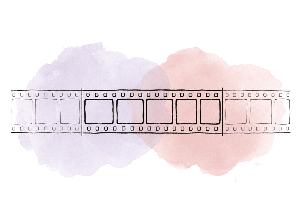 A filmstrip shows a central run of cut frames with additional handle frames extending on both sides.