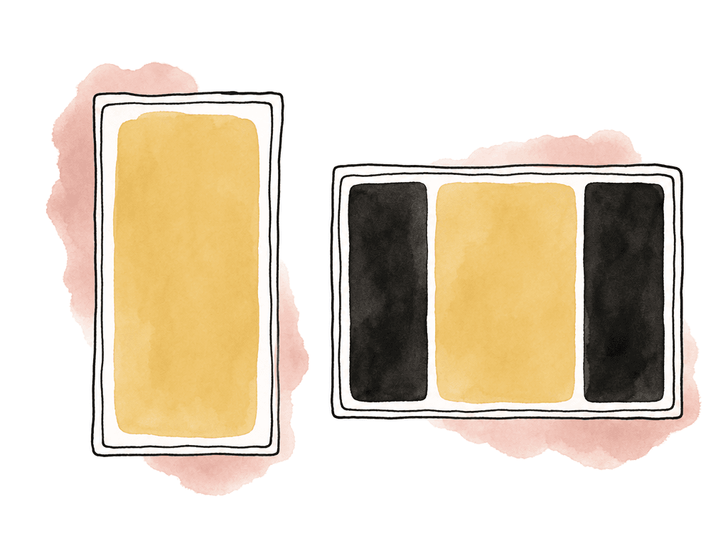 A native vertical frame is shown beside a vertical image boxed inside a wide frame with side bars.