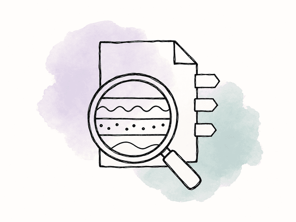 Magnifying glass revealing media streams and metadata attached to a file.
