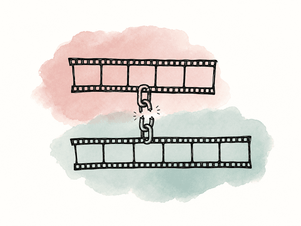 Two connected filmstrips have different start positions and lengths, suggesting a proxy and original timing mismatch.
