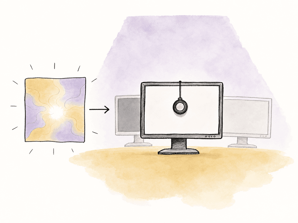 A graded image is routed to a calibrated reference display, emphasizing that the output transform should match the monitoring target.