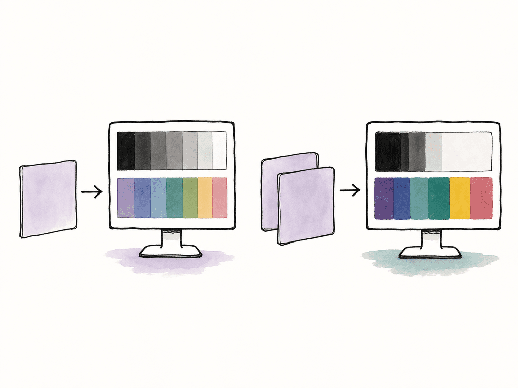 Comparison of a signal passing through one transform to a normal monitor image and through two transforms to a distorted monitor image.