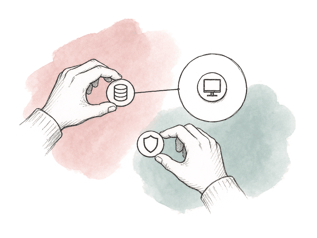 Hand-drawn tabletop exercise with hands arranging network tokens and isolating one workstation.