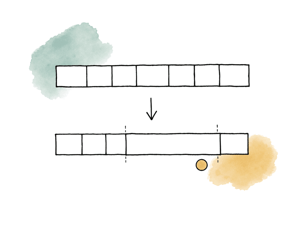 Two timeline strips show one shot block extended in the lower version with a small attention marker beside it.