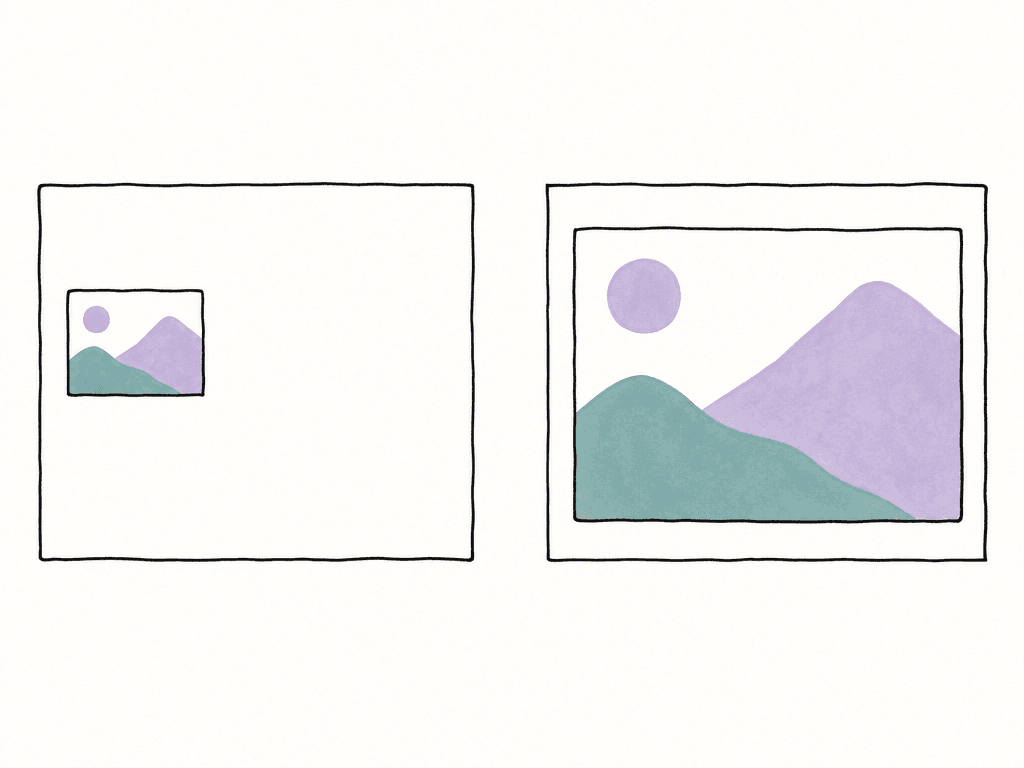 A small frame sits awkwardly inside a much larger video frame, while a larger frame beside it fits cleanly.