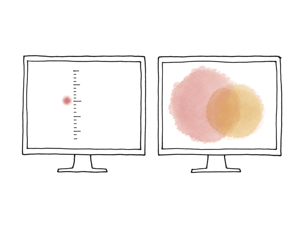 Two monitor diagrams compare a fixed brightness mapping with an adaptive display-dependent mapping.