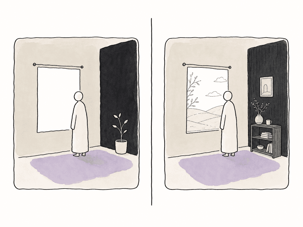 Hand-drawn split scene showing clipped highlights and shadows on one side and retained detail on the other.