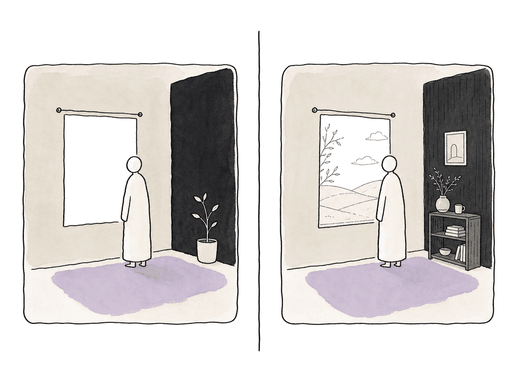 Hand-drawn split scene showing clipped highlights and shadows on one side and retained detail on the other.