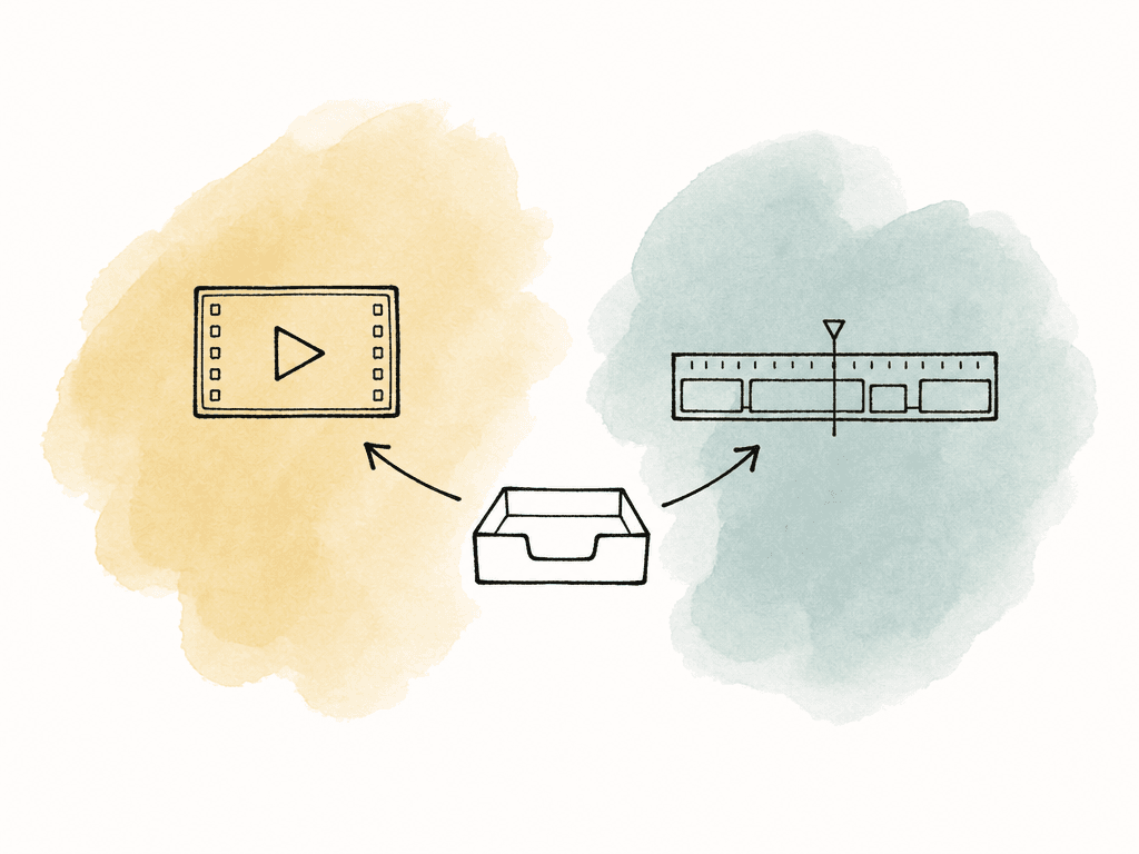 Reuse request branching to a finished video file and an editable timeline.