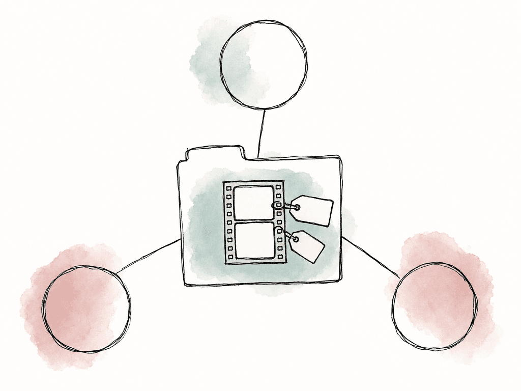 One media clip connected to multiple collections while staying in its folder.